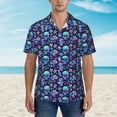 thumbnail image 4 of Daiia Blue Flower Skull Hawaiian Shirt for Men Gentle Cotton Regular Short Sleeve Casual-XX-Large, 4 of 9