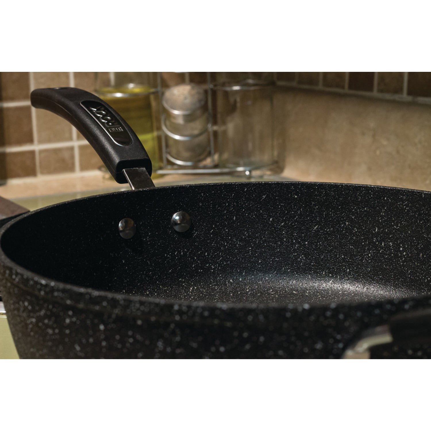 THE ROCK by Starfrit 11" Non-Stick Aluminum Deep-Fry Pan with Glass Lid & Bakelite Handles, 060705-002-0000