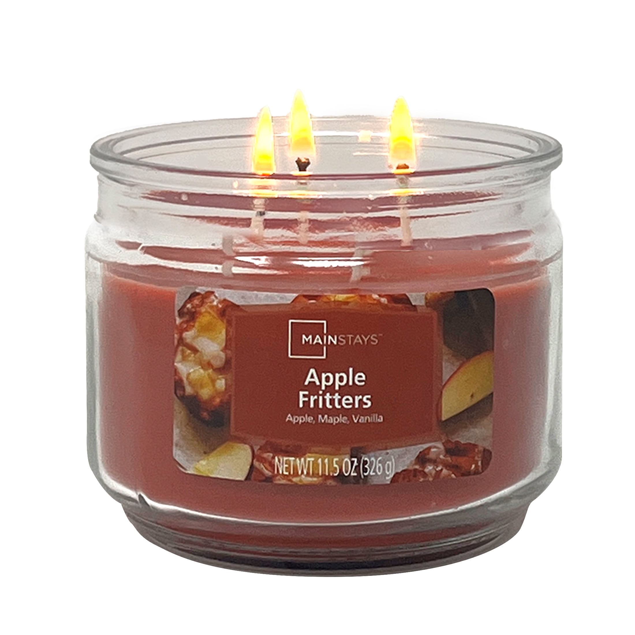 Mainstays Apple Fritter 3-Wick Glass Jar Candle, 11.5 oz