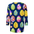 thumbnail image 5 of Midsumdr Womens Tops Casual Easter Colored Eggs Printed Outdoor Daily T Shirt Vacation 3/4 Sleeve Crew Neck Spring Summer Blouse Tops, 5 of 5