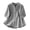 Gray, variant on Women's Linen Striped Blouse Half Sleeve Mandarin Collar Shirt Button Down Loose Fit Summer 2026 Clothes Home Vacation Clothes