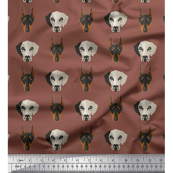 Soimoi Cotton Duck Fabric Great Dane & Doberman Dog Print Fabric by The Yard 56 Inch Wide