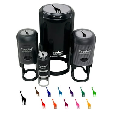 Giraffe Standing Solid Self-Inking Rubber Stamp Ink Stamper - Black Ink - Mini 1/2 Inch
