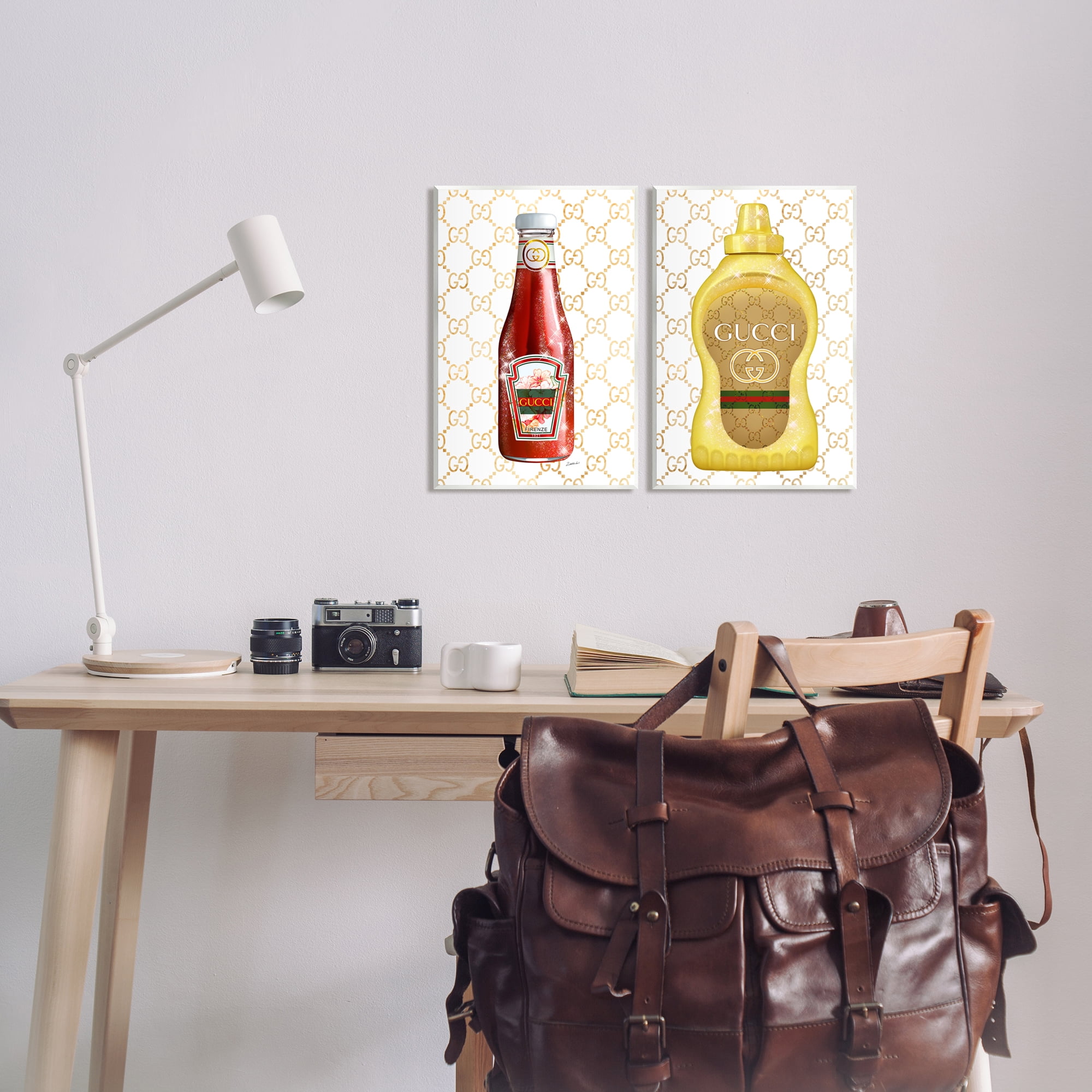 Stupell Industries Glam Fashion Kitchen Condiments Cooking Sparkle Pattern Graphic Art Unframed Art Print Wall Art, Set of 2, Design by Ziwei Li