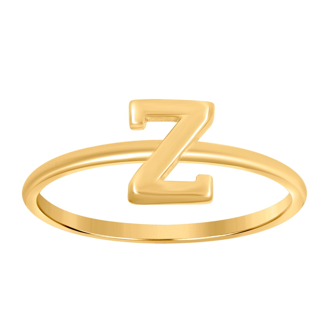 10k Yellow Gold Womens Letter Name Personalized Monogram Initial Alphabet Z Ring 7.3x1.2mm Wide Ring for Women