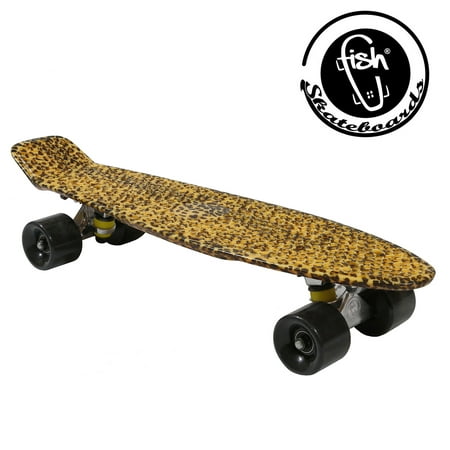 Fish Skateboard Cheetah Animal Print Retro Plastic Penny Style Cruiser (Best Plastic Skateboard Brands)