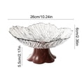 thumbnail image 3 of Faux Wood Grain Pedestal Serving Bowl, Clear Petal Shape Plastic, Vintage Style Fruit, Candy and Snack Bowl With Raised Base for Table or Home Kitchen, 3 of 6