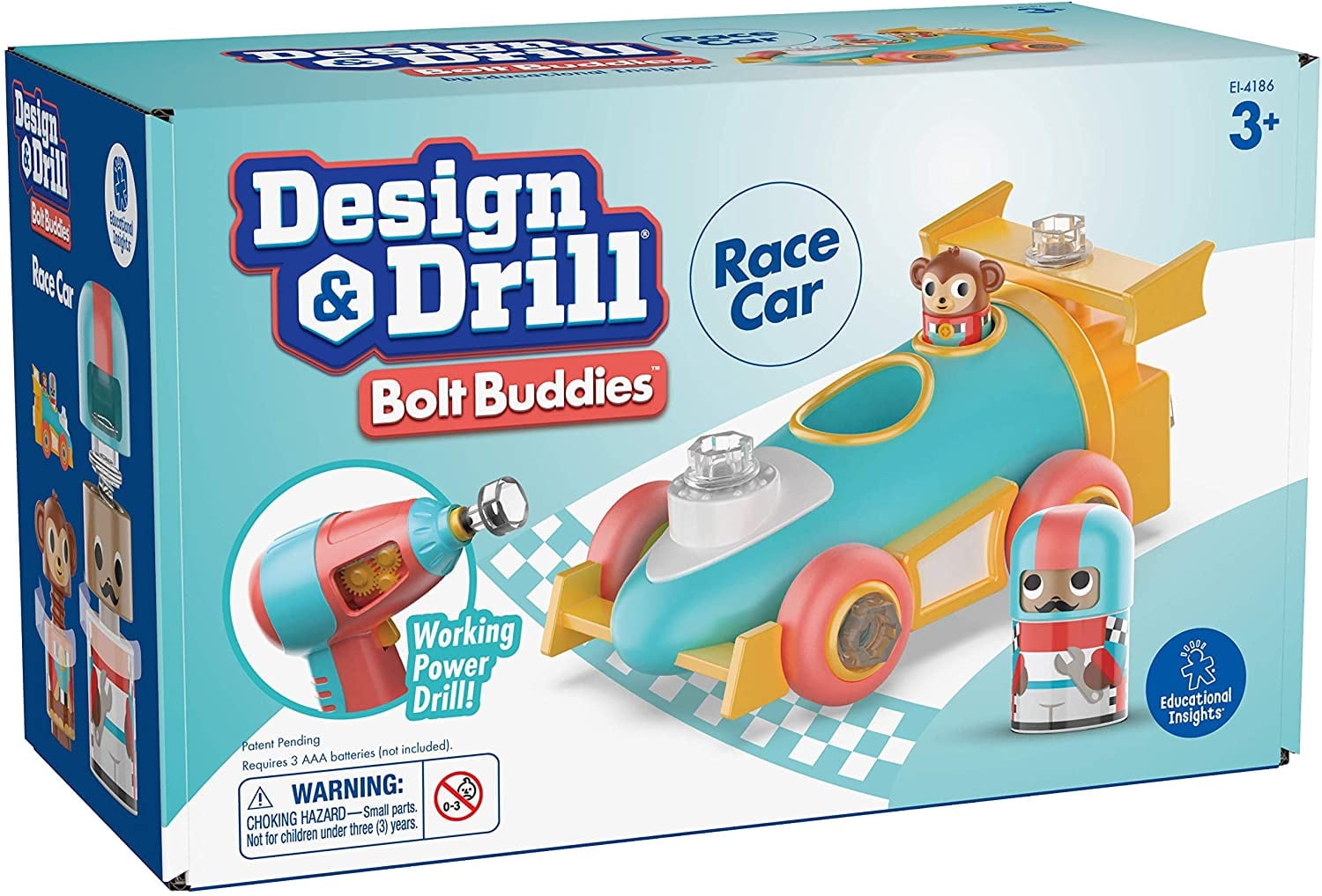Educational Insights Design and Drill Bolt Buddies Race Car Play Vehicle