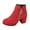 Red, variant on Women's Round Toe Slip On Suede Ankle Boots Chunky High Heel Short Combat Booties Casual Non Slip Fall Boots with Side Zipper Black Size 9