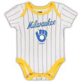 thumbnail image 4 of Newborn Royal/Gold/Cream Milwaukee Brewers Three-Pack Number One Bodysuit, 4 of 4