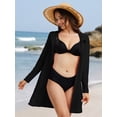 thumbnail image 5 of Women's UPF 50+ Sun Protection Swim Cover Up Long Sleeve SPF UV Hoodie Jacket, Lightweight Beach Rash Guard Shirts Black M, 5 of 7