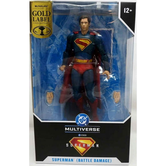 Figurine d'Action Exclusive de 7 Pouces du Film Superman - Superman Battle Damaged Gold Label