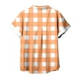 thumbnail image 2 of WREESH Women's 2025 Summer Button Down Shirts Casual Short Sleeve Plaid Printed Blouses for a Classic Style Orange, 2 of 5