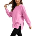thumbnail image 2 of Women Causal Fleece Jacket Pullover Crewneck Fuzzy Blouse Long Sleeve Oversized Drop Shoulder Warm Thick Fall Winter Sweatshirt, 2 of 9