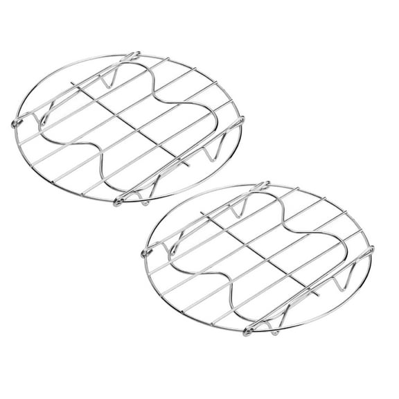 LYCAQL Steaming Rack, 2 Pack 7.7 Inch Round Food Grade Stainless Steel Steamer Plate for Food Steaming, Cooling and Roasting Cooking in Kitchen and Outdoors (19 cm)