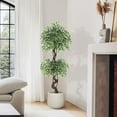 thumbnail image 6 of Studyset Artificial Ficus Tree for Home Decor,4FT Faux Floor Tree White Imitation Ceramic Planter,Indoor Outdoor Lifelike Fake Ficus Tree with Pebbles & Green Fake Moss,Artificial Plants Indoor, 6 of 8