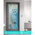 thumbnail image 5 of Window Privacy Film Blue Owl Stained Glass Window Film Decorative Sun Block Window Cover Watercolor Flower Bird on Branch Window Clings Static Adhesive Sticker for Bathroom 17.7"x39.3", 5 of 6