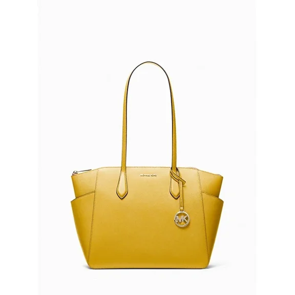 Michael Kors Marilyn Medium Top Zip Shoulder Tote Bag Honey Yellow
