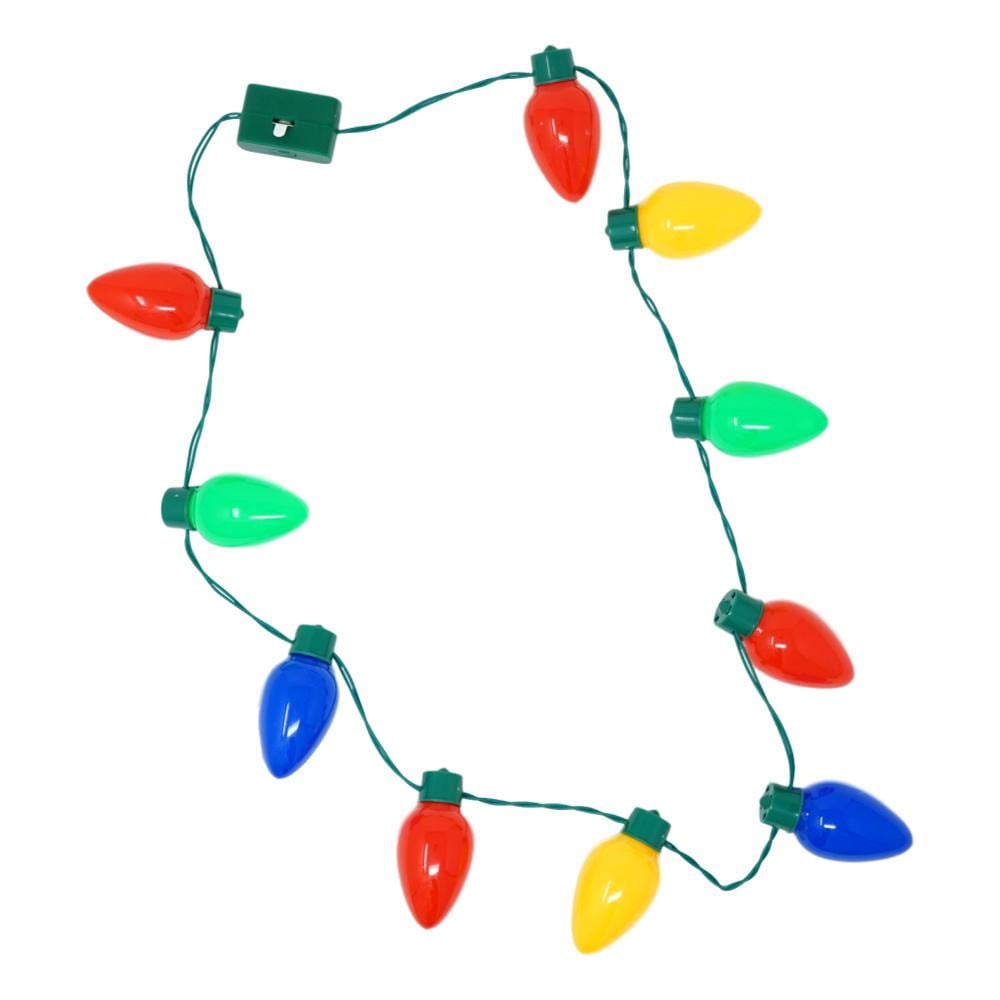 Jumbo Christmas Multicolor 7 LED Bulb Holiday Flashing Necklace 3 Festive  Moods | eBay