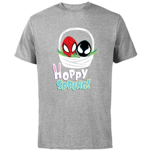 Marvel Spider-Man and Venom Eggs Hoppy Spring Easter Basket - Short Sleeve Cotton T-Shirt for Adults - Customized-Athletic Heather