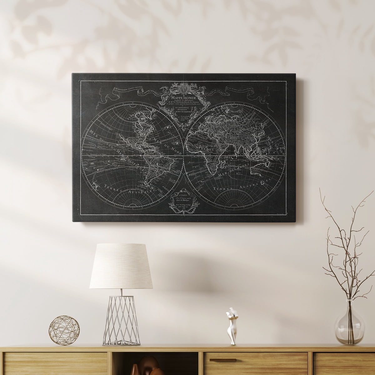 Wexford Home Monde Map - 12" x 18" Gallery Wrapped Canvas, Ready to Hang