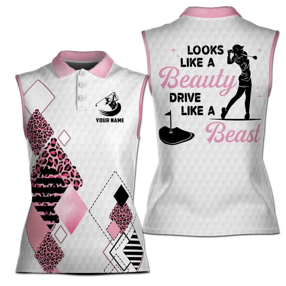 Custom Leopard Argyle Look Like A Beauty Golf Women Sleeveless Polo XS-4XL