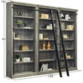thumbnail image 4 of Traditional 8' Tall Wood Bookcase Wall With Ladder Aged Office Bookcases Gray, 4 of 8