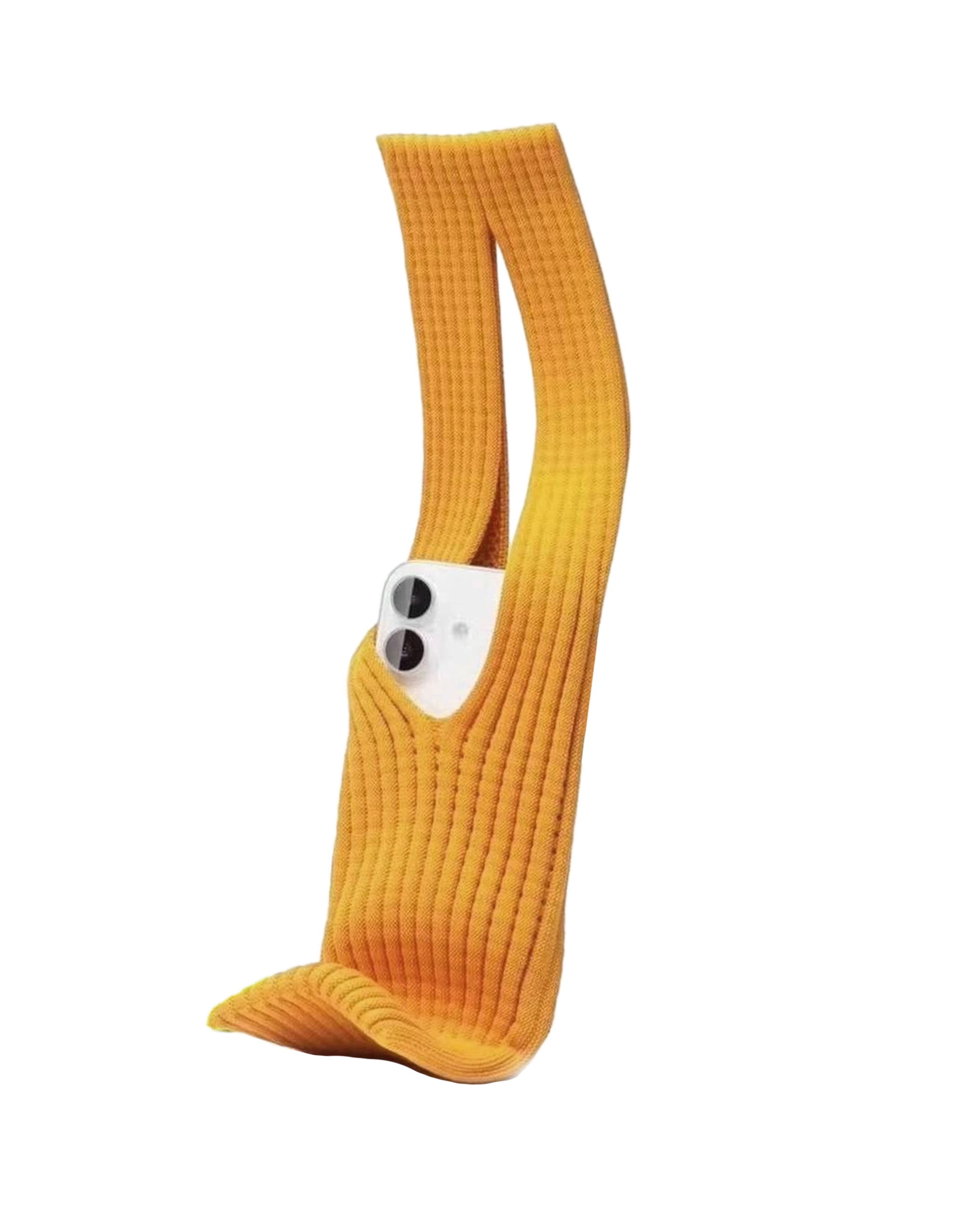 Short Elastic Knit Carry Sleeve for Phones - Gold