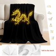 thumbnail image 5 of Dragon Flames Blanket Soft Cozy Warm Twin Blanket for Bed, Plush Fuzzy Flannel Fleece Blankets for Sofa, Yellow Dragons Abstract Modern Art Throw Blankets for Couch, Gifts for Men, 60"x80", 5 of 9