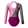 thumbnail image 2 of Alvivi Kids Girls Rhinestone Long Sleeve Ballet Dance Leotard Gymnastics Biketard Ice Skating Bodysuit Hot Pink 14, 2 of 5