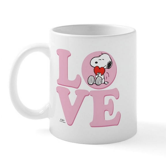 CafePress - LOVE Snoopy Mugs - 11 oz Ceramic Mug - Novelty Coffee Tea Cup