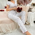 thumbnail image 6 of Censtreet Women Lounge Pajamas Sets PJ Short Sleeve and Long Pant Soft 2 Piece Sleepwear Loungwear Set, 6 of 7
