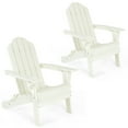 thumbnail image 1 of Gymax 2PCS Patio Folding Adirondack Chair Weather Resistant Cup Holder Yard White, 1 of 9