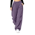 thumbnail image 2 of Hurxie Womens Waterproof Pants Rain Pants Quick-Dry Baggy Cargo Hiking Pants | with Zipper Large Pockets Outdoor Travel Pants Purple,L, 2 of 6