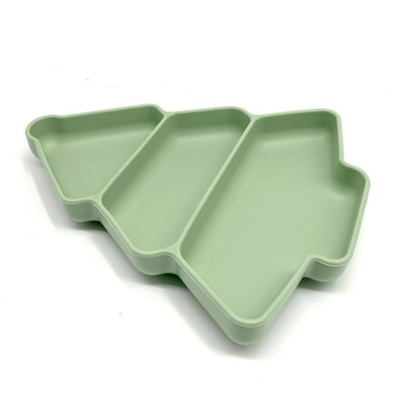 

Toddler Christmas Tree Shape Suction Plates Odor-Free and Non Toxic Materials Gift for Christmas Birthday New Year Dark Green