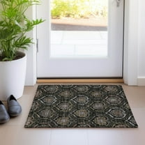 Addison Rugs Chantille Indoor/Outdoor Transitional Medallions Black Washable Rectangle Rug, 1'8" x 2'6"