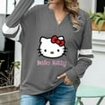 thumbnail image 2 of Hello Kitty Women's Sweatshirts Long Sleeve V Neck Pullover Cute Tops Women's Fall Fashion Gray, 2 of 5