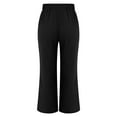 thumbnail image 5 of FUNUONY Lightweight Wide Leg Cropped Pants for Women High Waisted Loose Casual Lounge Travel Work Sweatpants Summer Fashionable Solid Color Loose Cotton Linen Elastic Pleated Wide Leg Pants Black L, 5 of 9