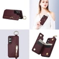thumbnail image 3 of JTCASES for Samsung Galaxy S22 Case, PU Leather Lychee Pattern Zipper Purse Finger Ring Buckle Card Slots Stand Shell for Samsung Galaxy S22 Wear-resistant Shockproof Wallet Cover, Jujubered, 3 of 8