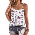 thumbnail image 2 of Patriotic Shirts for Women Patriotic Print Spaghetti Strap Sleeveless Square Neck Tank Top Patriotic Comfy Summer Travel Shirts,M,#01 White, 2 of 5
