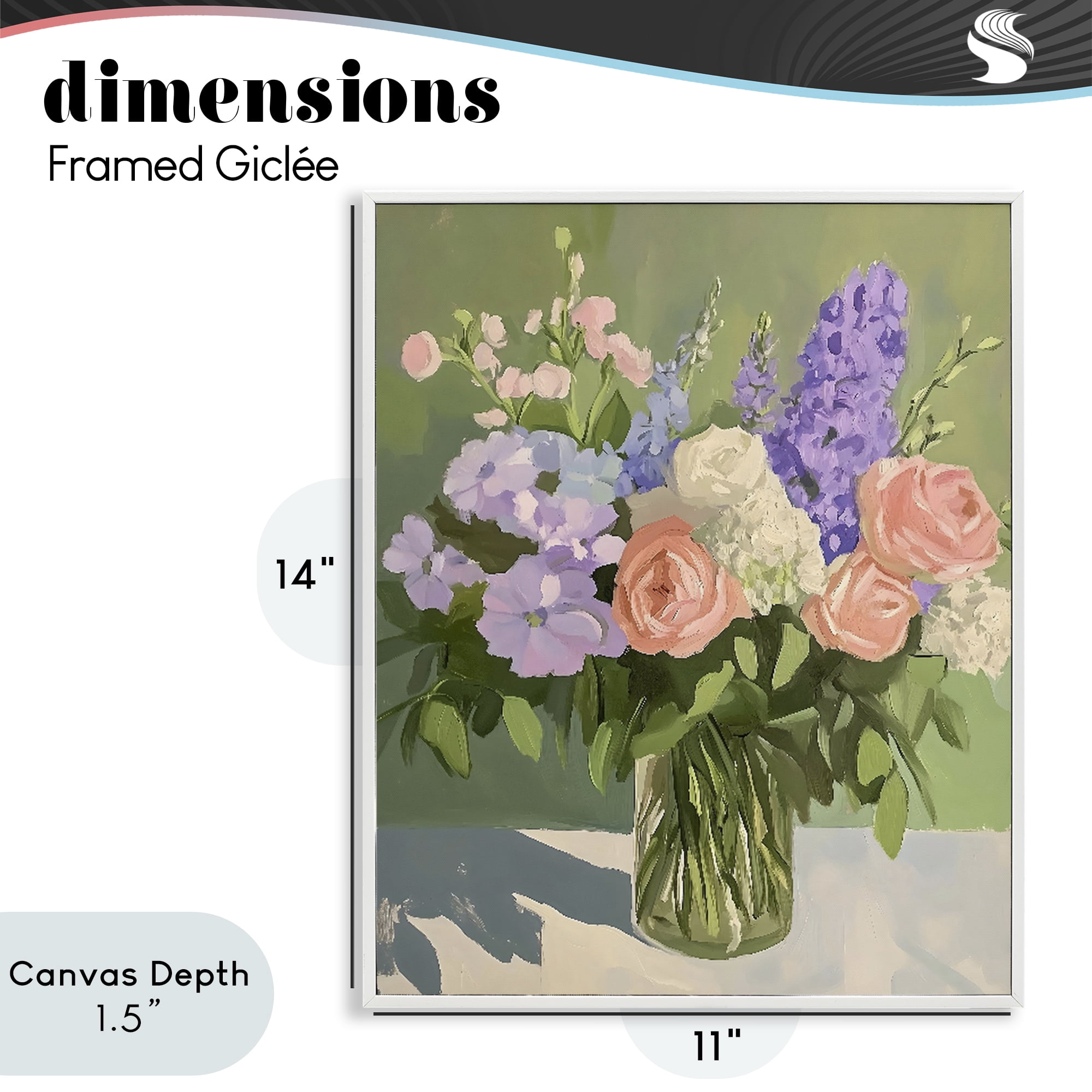 Stupell Industries Mixed Roses & Lilacs Bouquet White Framed Giclee Art, design by The Prints Vibe