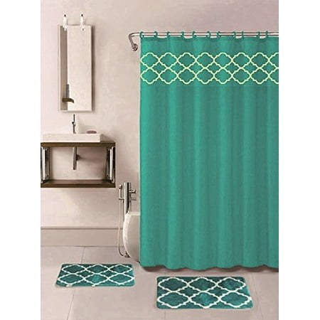 15 Piece Bath Rug Set Choose From Grey Teal Blue Burgundy