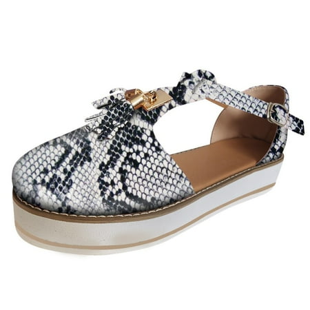 

Tangnade Ladies daily all-match casual shoes Women s Tassel Round Toe Flat Pumps Thick Bottom Buckle Strap Casual Beach Shoes White 42