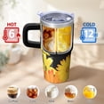 thumbnail image 6 of Sunflower 20oz Stainless Steel Tumbler with Handle and Straw – Insulated Travel Cup with Sliding Lid, 360° Full Wrap Printed Mug for Home, Outdoor & Sports Use, Foral, 6 of 6