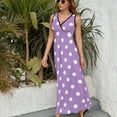 thumbnail image 6 of Light Purple And White Polka Dots Pattern Womens Night Club Maxi Dress V Neck Sleeveless Bohemia Long Dresses, 6 of 9