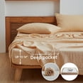 thumbnail image 4 of Simple&Opulence Washed Linen Bed Sheet Set Basic Style 4 Pieces (1 Flat Sheet & 1 Fitted Sheet & 2 Pillowcases) 100% Natural French Flax Soft Breathable Farmhouse Bedding (Queen, Sand), 4 of 9