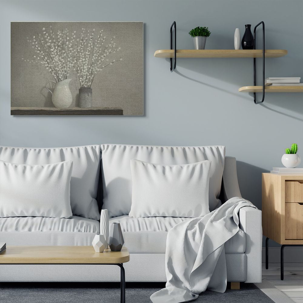 Stupell Industries Beautiful Willow Flower Neutral Grey Painting Super Canvas Wall Art by Ziwei Li