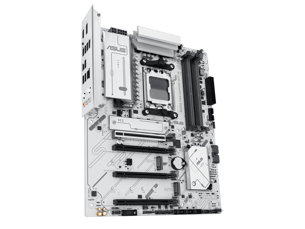 ASUS B650E MAX GAMING WIFI W - AMD B650 AM5, PCIe 5.0, ATX Motherboard, White PCB, DDR5, 3x M.2, Wi-Fi 6E, 2.5Gb LAN, USB 10Gbps Type-C, DisplayPort, HDMI, BIOS FlashBack, Aura Sync, Advanced AI PC
