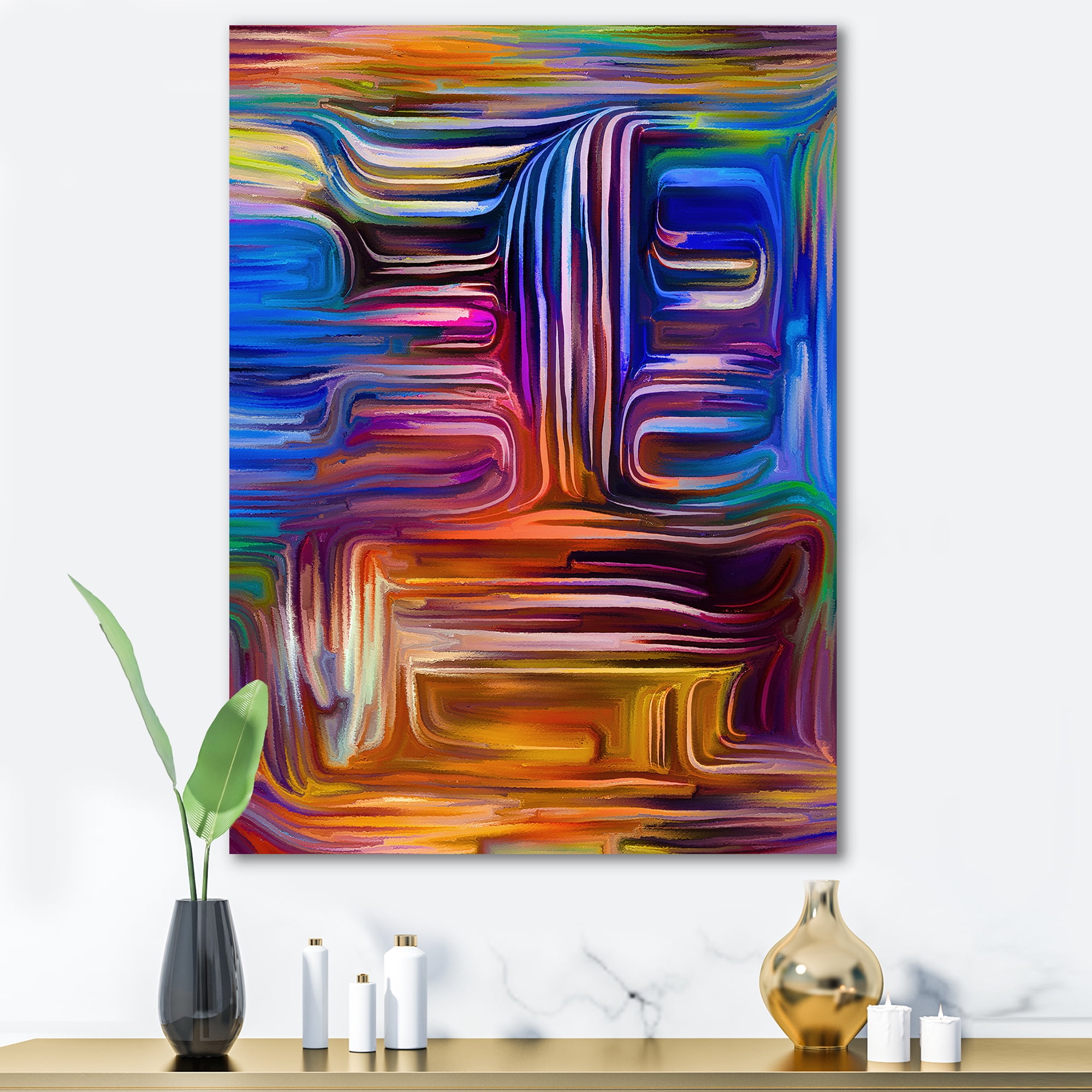 Designart ' Colour Spiral Fusion V ' Modern Canvas Wall Art Print