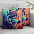 thumbnail image 3 of Orinice Wolf Graphic Decorative Cotton Linen Throw Pillow Cover for Home Couch Living Room Sofa, Square Pillow Case for Men Women Boy Girl, Indoor Outdoor Decoration, 1PC 22x22in, 3 of 5
